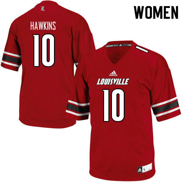 Women #10 Javian Hawkins Louisville Cardinals College Football Jerseys Sale-Red